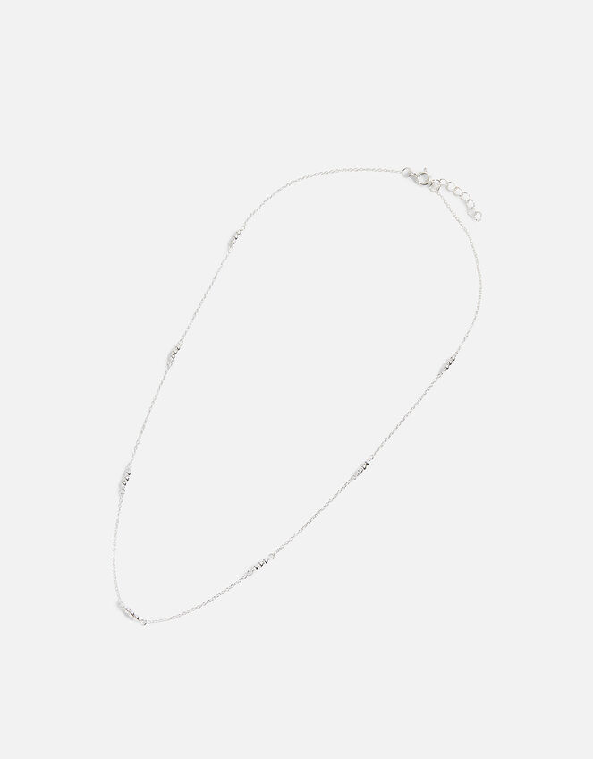 Sterling Silver Triple Bead Station Necklace, , large