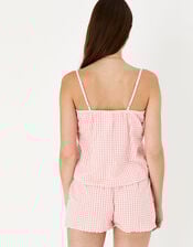 Gingham Scallop Vest Pyjama Set, Orange (CORAL), large