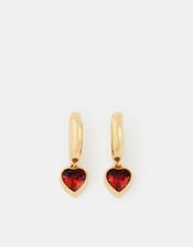 Stainless Steel Heart Drop Huggie Hoop Earrings, , large