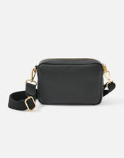 Leather Cross-Body Camera Bag , Black (BLACK), large