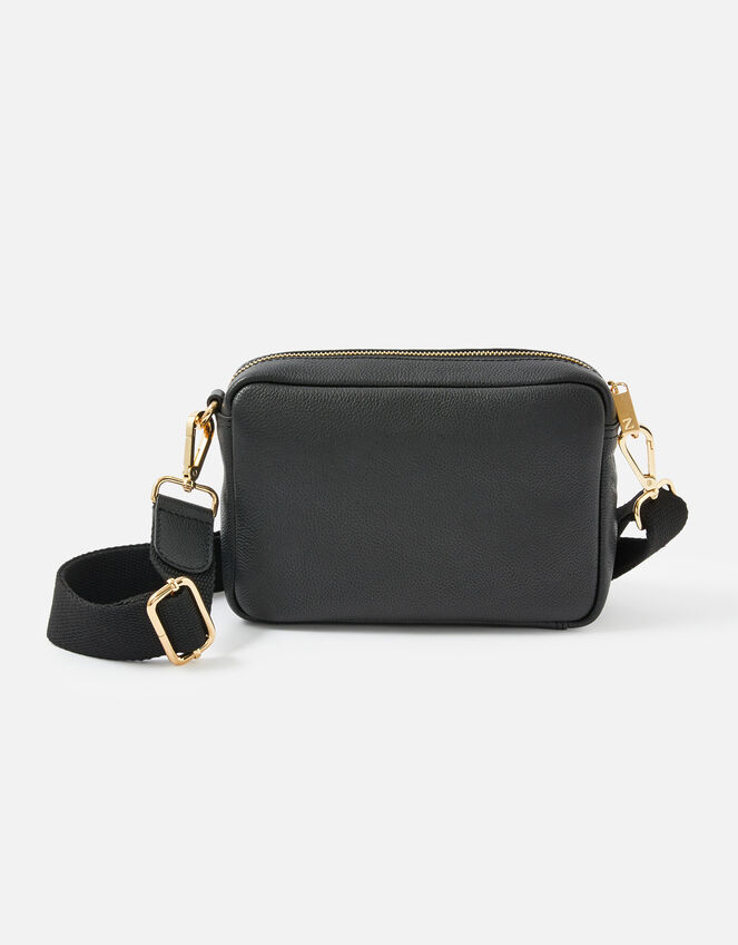 Leather Cross-Body Camera Bag , Black (BLACK), large