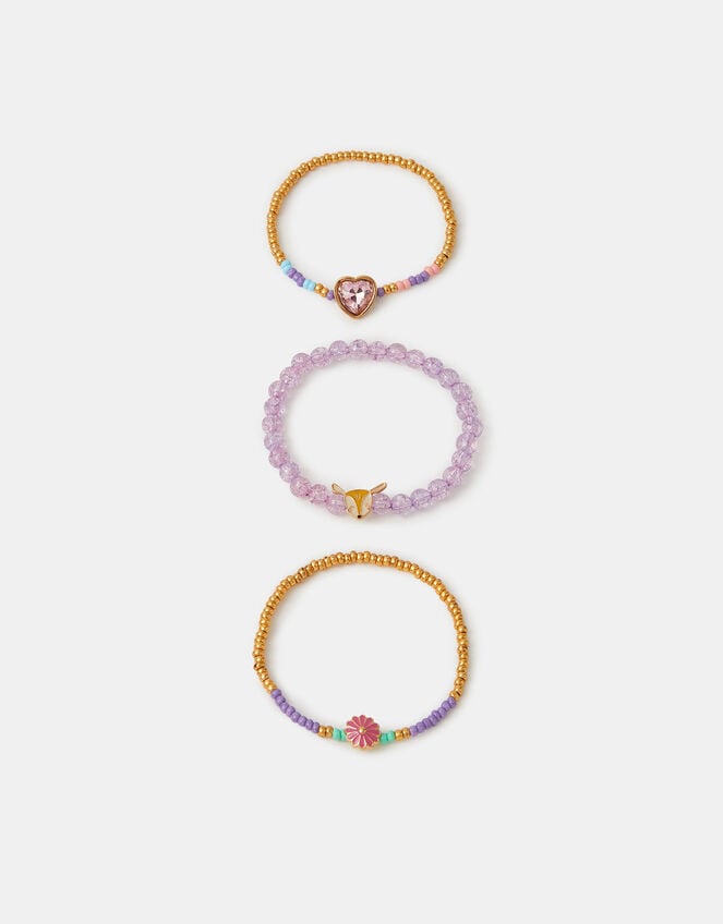 3-Pack Girls Charm Beaded Bracelets, , large