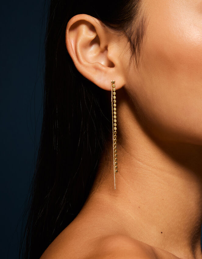 14ct Gold-Plated Chain Drop Earrings, , large