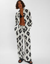 Abstract Diamond Print Shirt, Black (BLACK WHITE), large