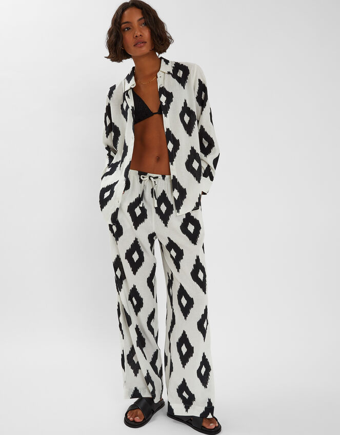 Abstract Diamond Print Shirt, Black (BLACK WHITE), large