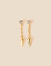 14ct Gold-Plated Sparkle Spike Chain Earrings, , large