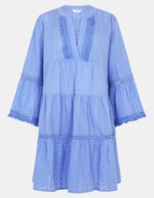 Flute Sleeve Dobby Beach Dress, Blue (BLUE), large
