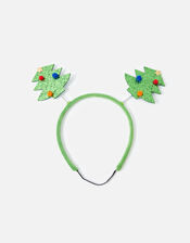Dog Christmas Tree Glitter Bopper Headband, Green (GREEN), large