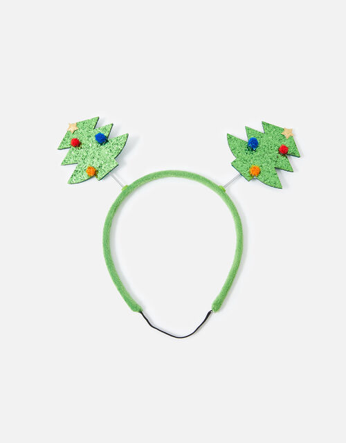 Dog Christmas Tree Glitter Bopper Headband, Green (GREEN), large