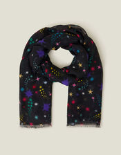 Multicolour Star Print Scarf, , large