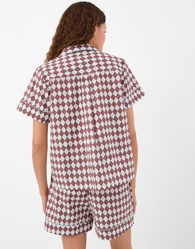 Diamond Print Short Pyjama Set, Brown (BROWN), large