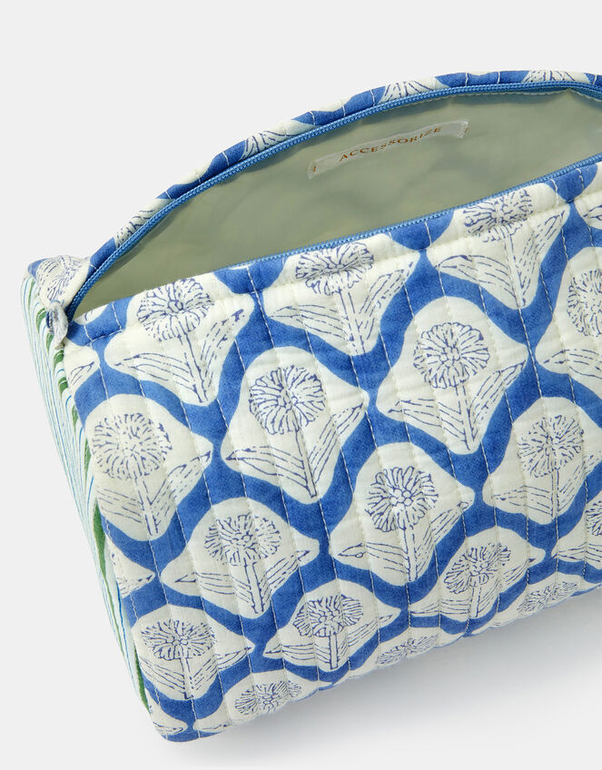Large Dandelion Print Quilted Make Up Bag, , large