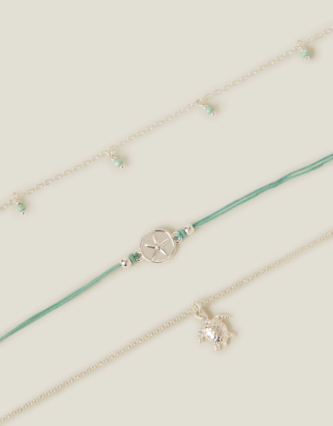3-Pack Turtle Charm Anklets, , large
