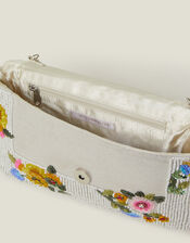 Embellished Floral Clutch Bag, , large