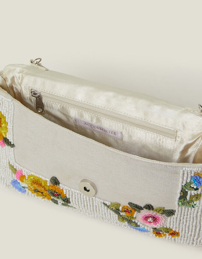 Embellished Floral Clutch Bag, , large