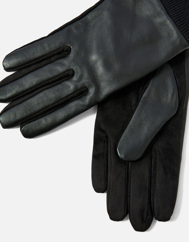 Luxe Sally Leather Gloves, Black (BLACK), large