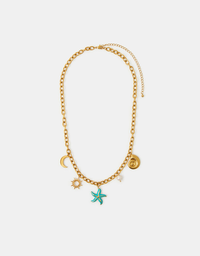 Stainless Steel Starfish Charm Necklace, , large