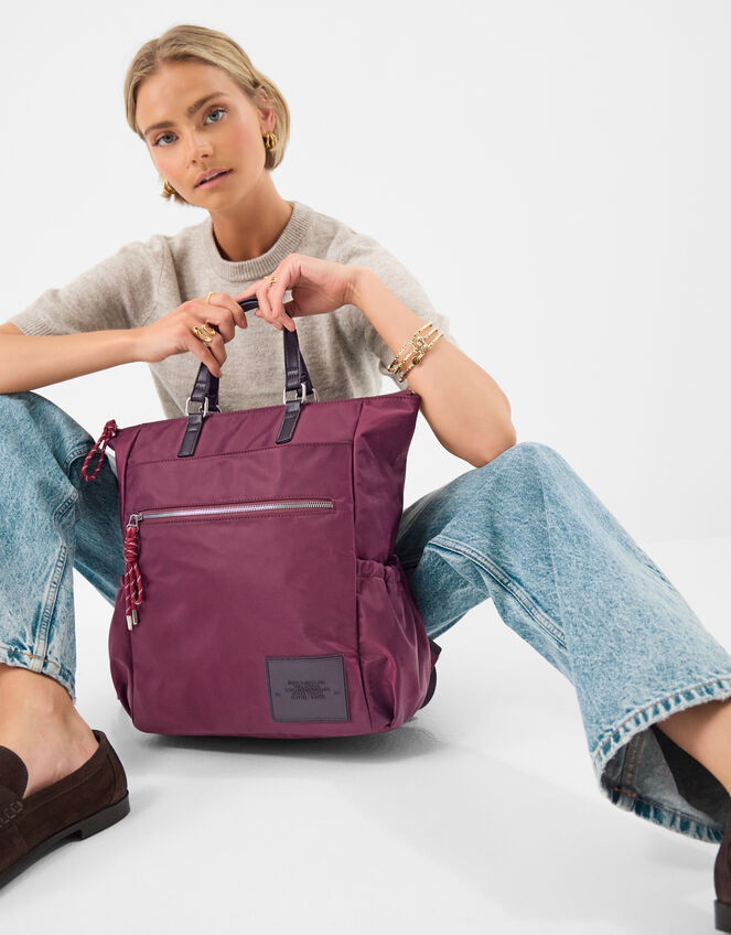 Olivia Top Handle Nylon Laptop Backpack, Red (BERRY), large