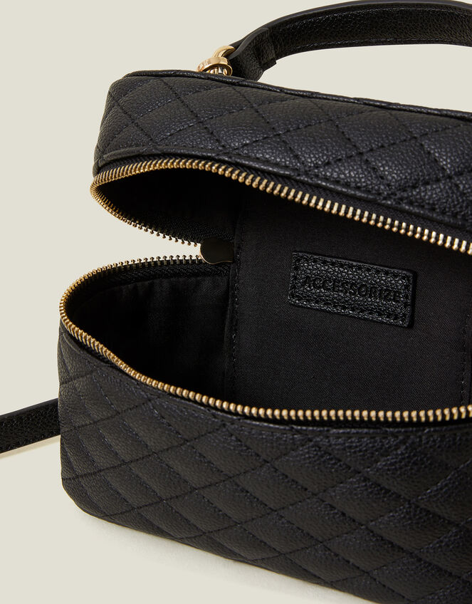 Quilted Top Handle Cross-Body Bag, Black (BLACK), large