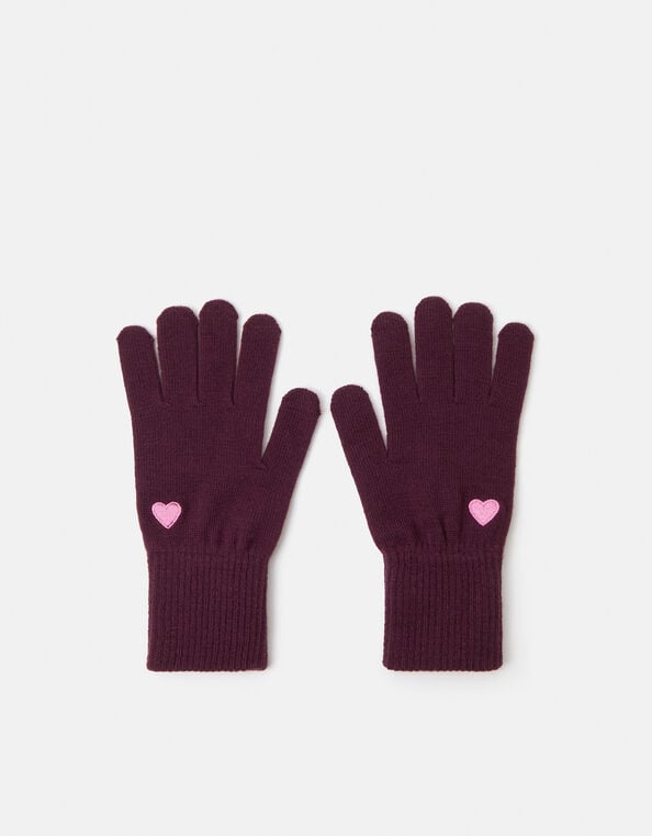 Plain Heart Touch Screen Gloves, , large