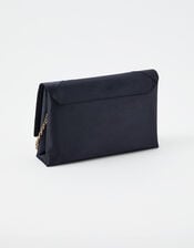 Satin Clutch Bag, Blue (NAVY), large