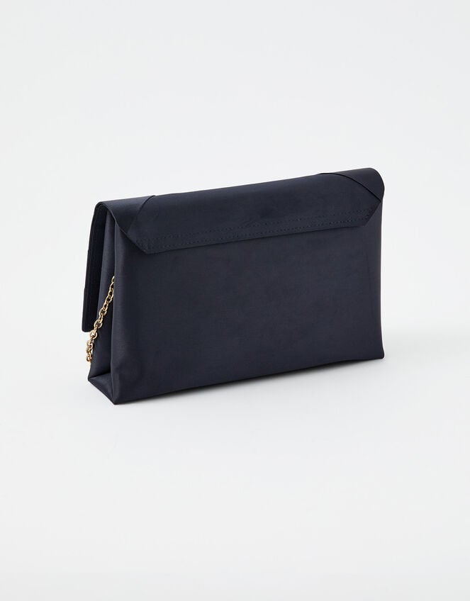 Satin Clutch Bag, Blue (NAVY), large
