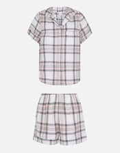 Check Button Shorts Pyjama Set, Grey (GREY), large
