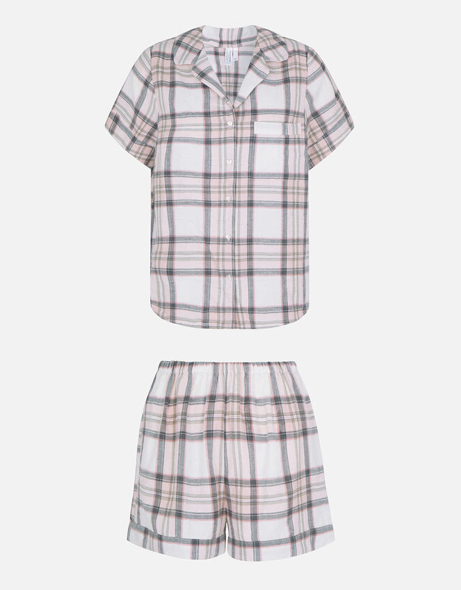 Check Button Shorts Pyjama Set, Grey (GREY), large