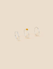 Recycled Sterling Silver Yellow Quartz Rings Set of Three , Yellow (YELLOW), large