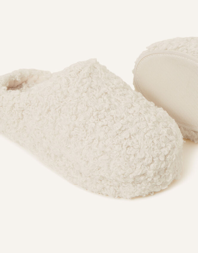 Borg Platform Mule Slippers, Cream (CREAM), large