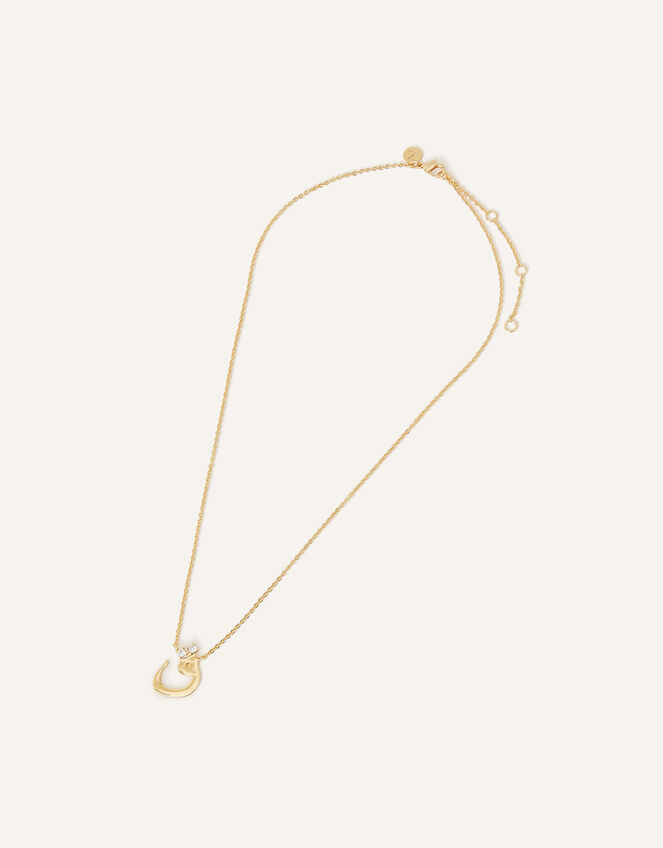 14ct Gold-Plated Arabic Initial Pendant Necklace - Q (Qaaf), , large
