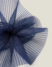 Pleated Fascinator, Blue (NAVY), large