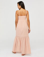 Knot Front Cotton Maxi Dress, Pink (PINK), large