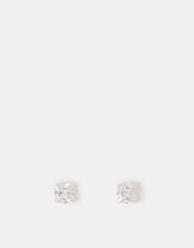 Sterling Silver Square Crystal Stud Earrings, , large