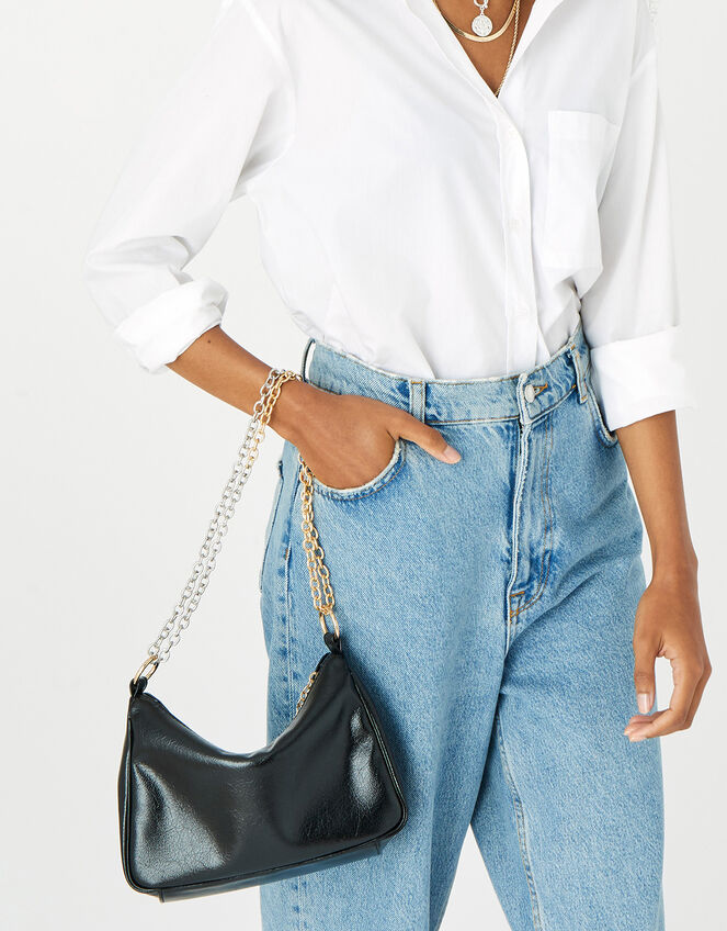 Mixed Chain Slouchy Shoulder Bag, , large