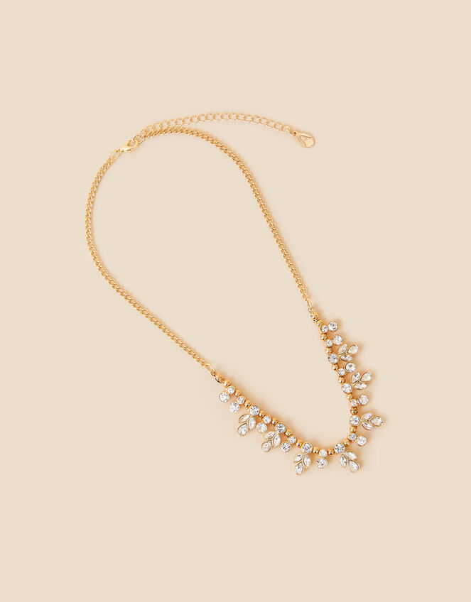 Crystal Leaf Statement Necklace, , large