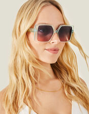 Oversized Ombre Crystal Sunglasses, , large