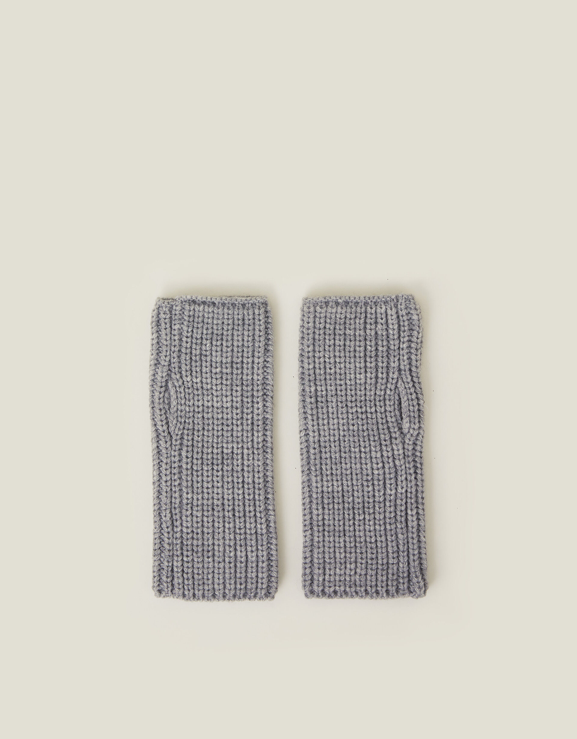 accessorize Ribbed Cut Off Gloves Grey