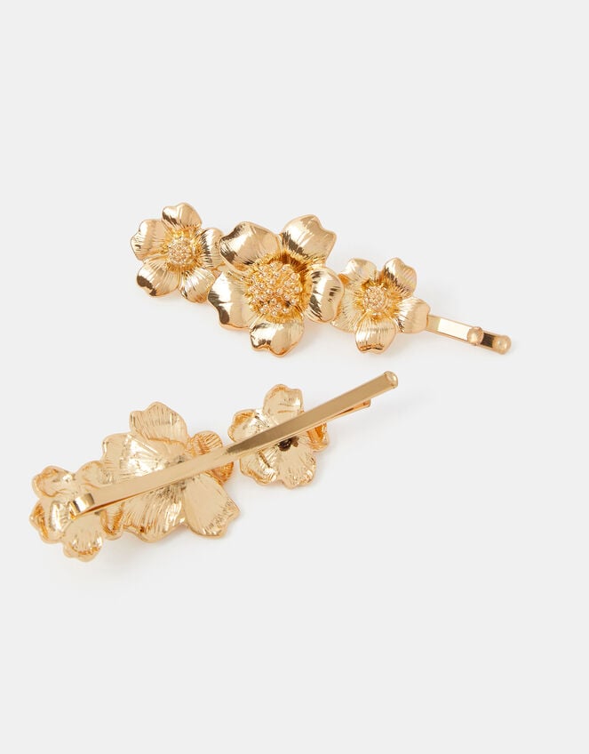 2-Pack Floral Metal Hair Slides, , large