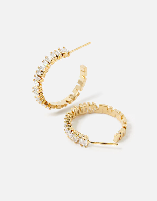 Gold-Plated Baguette Hoops, , large