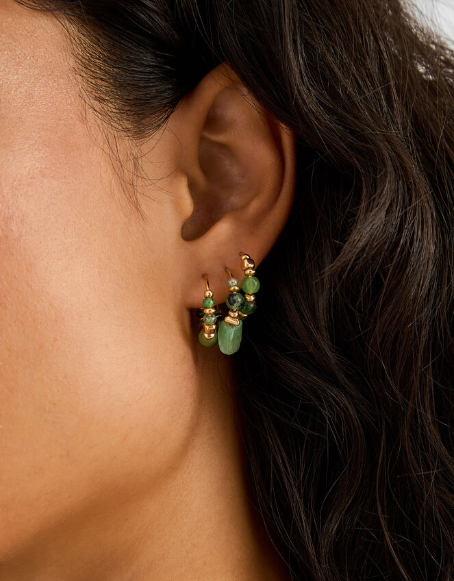 3-Pack Beaded Mini Hoop Earrings, , large