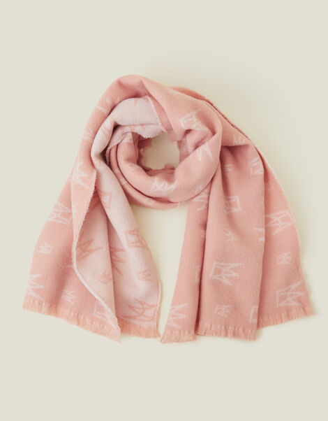 Crown Emblem Jacquard Blanket Scarf, Pink (PALE PINK), large