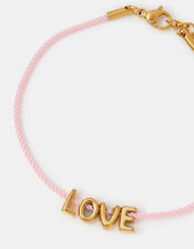 Stainless Steel Love Charm Cord Bracelet, , large