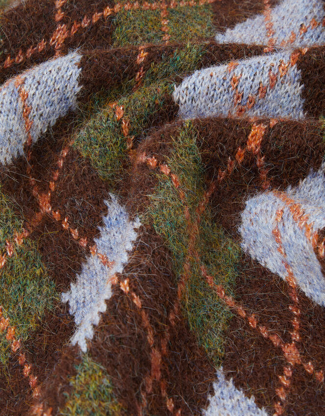 Argyle Knitted Triangle Scarf, , large
