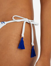 Embroidered Tie Bikini Bottoms, Blue (BLUE), large