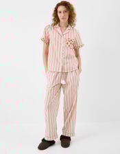 Floral Stripe Long Pyjamas Set, Pink (PINK), large