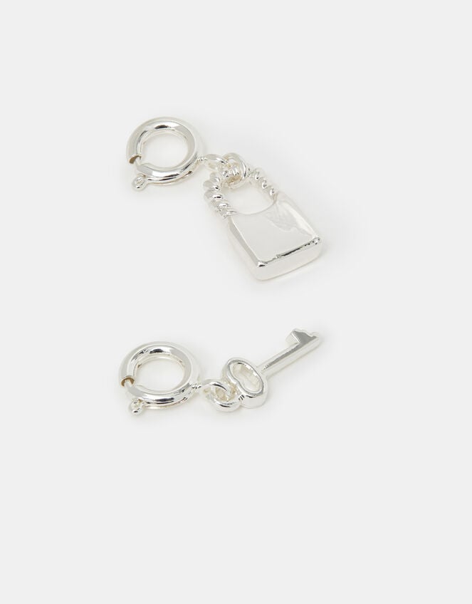 2-Pack Lock & Key Jewellery Charms, Silver (SILVER), large