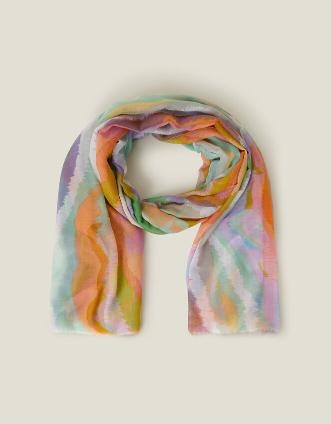 Blurred Wave Print Scarf, , large
