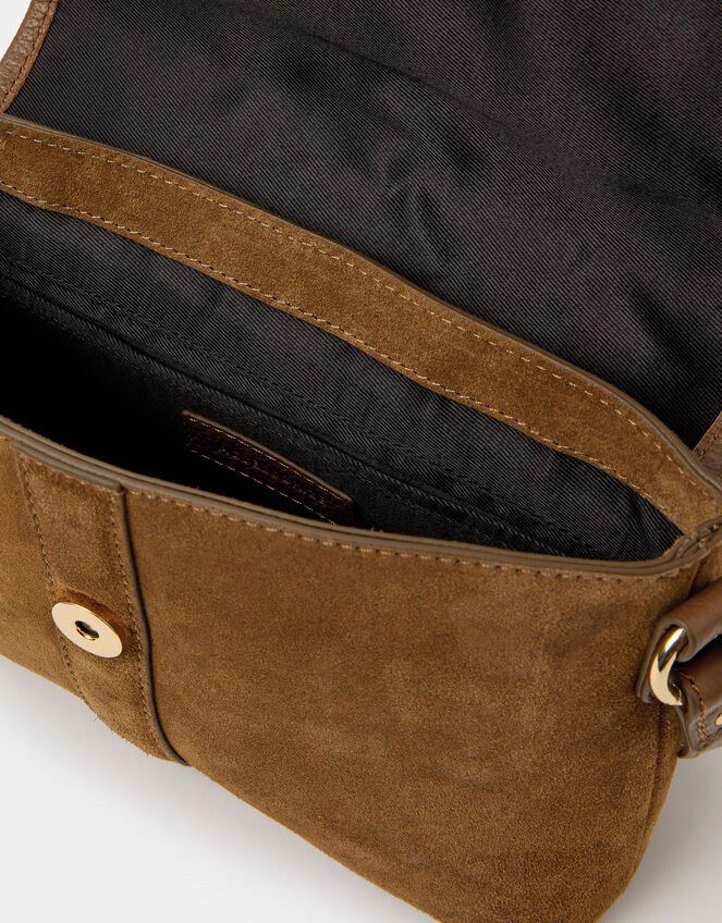 Eyelet Detail Suede Crossbody Bag, , large