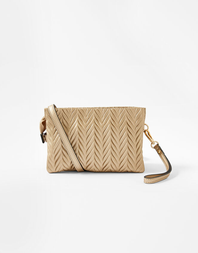 Paige Pleated Cross-Body Bag, Gold (GOLD), large